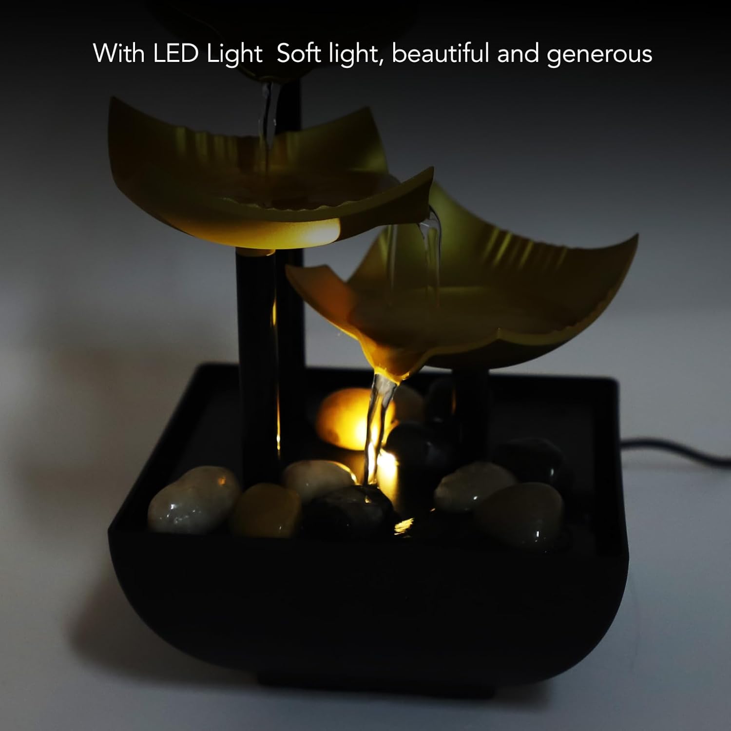 3 Tier Desktop Fountain with LED USB Light