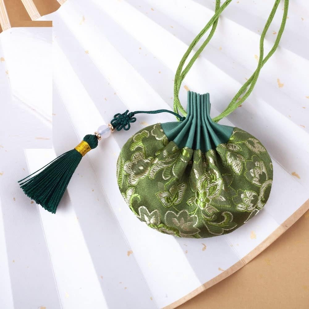 4 Pcs Embroidered Flower Scent Bags with Drawstring and Tassel