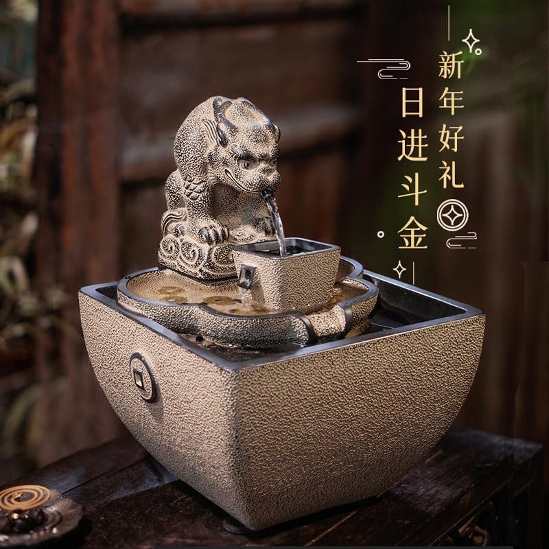 Fengshui Caishen Tabletop Water Fountain Decor