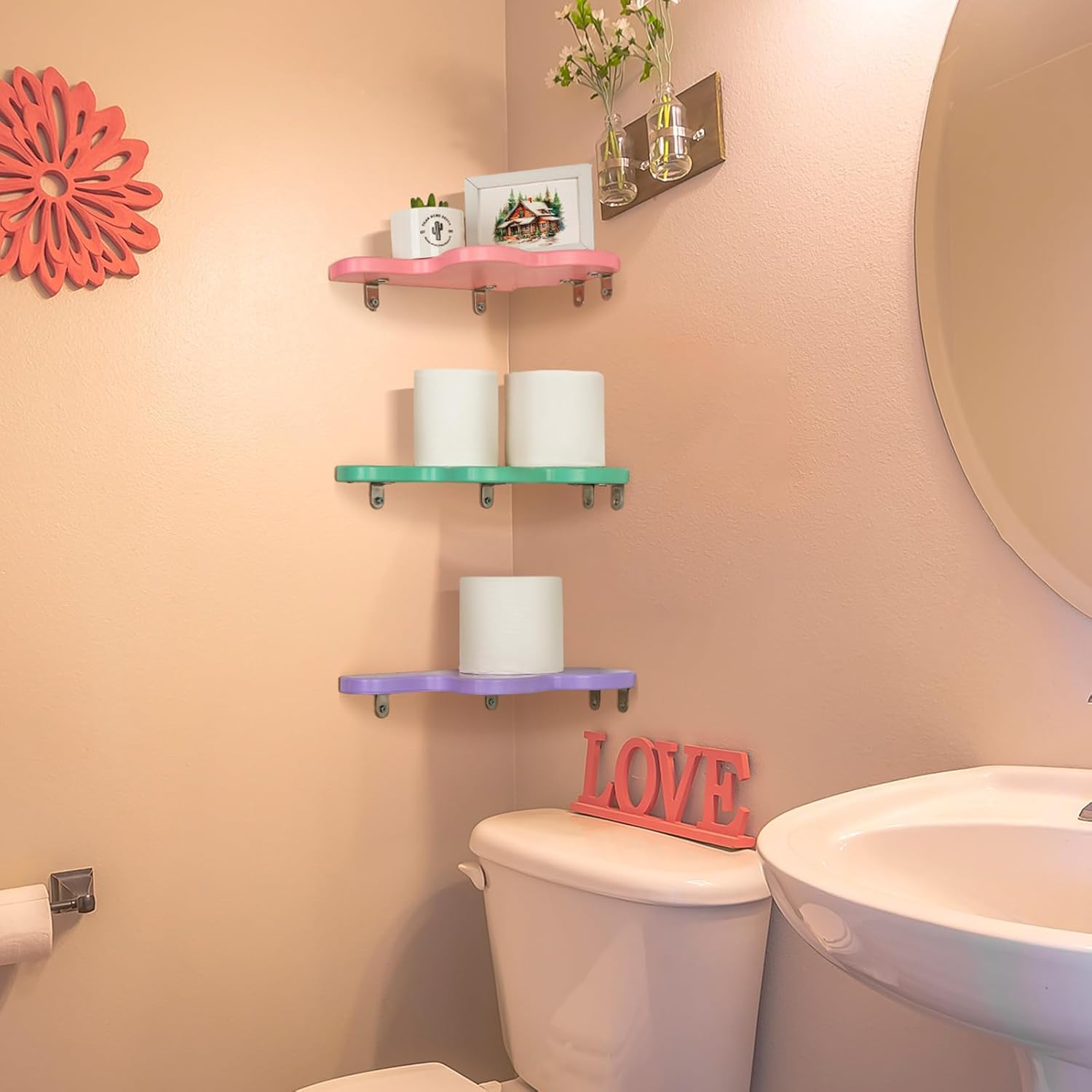 Cute Wavy Corner Wall Shelves Set of 3