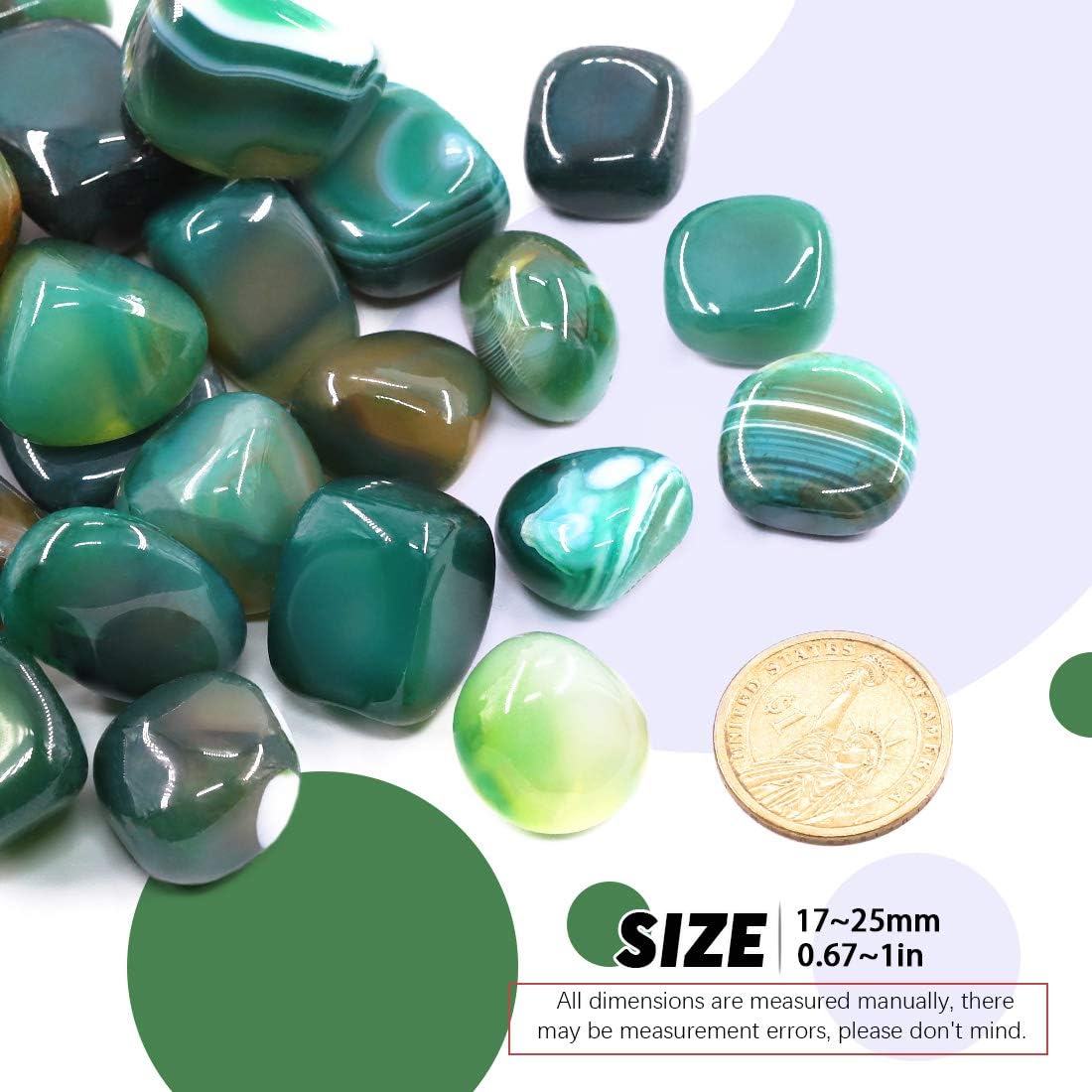 Hilitchi Green Agate Tumbled Stones 1lb Bag