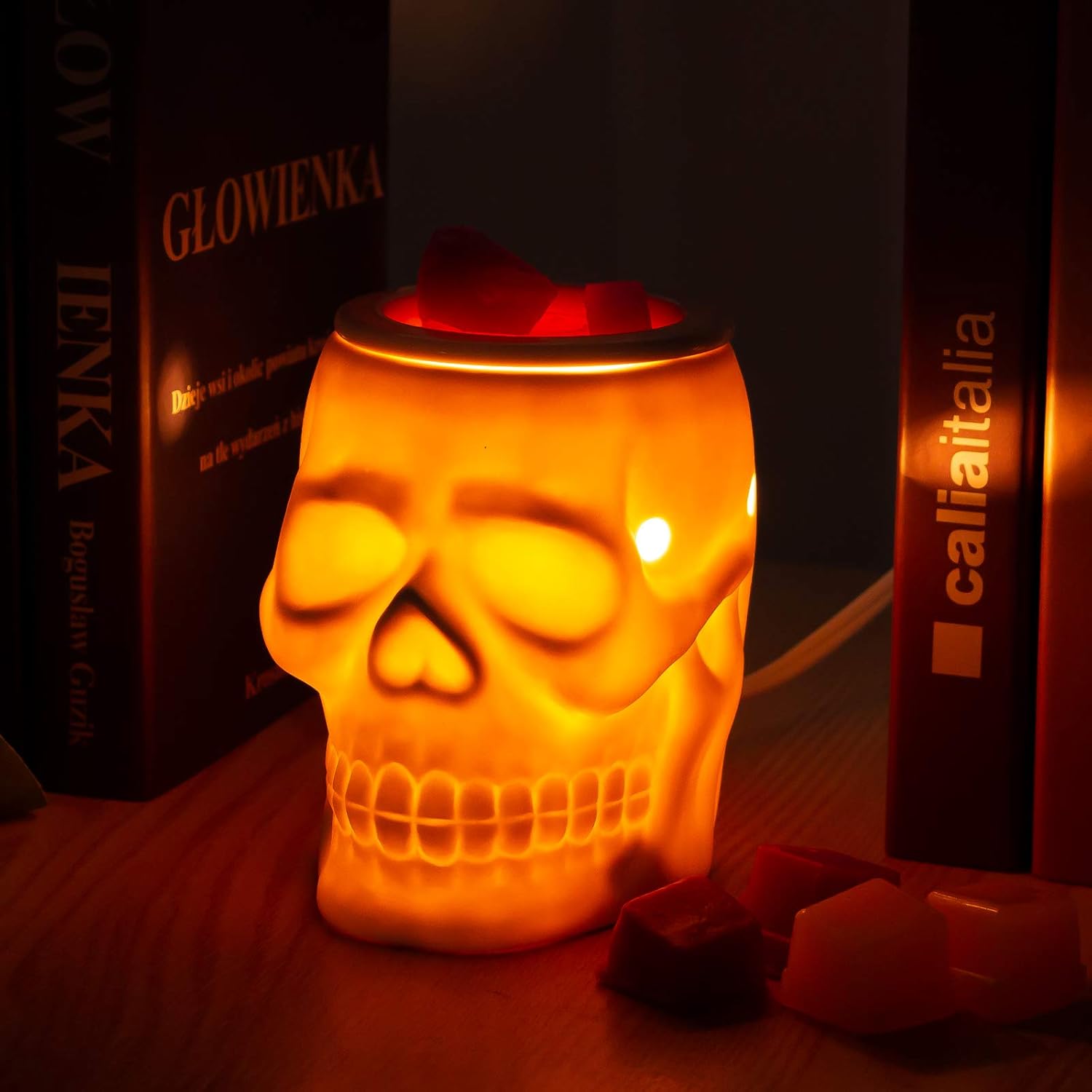 STAR MOON Halloween Wax Melt Warmer Ceramic Skull Decor