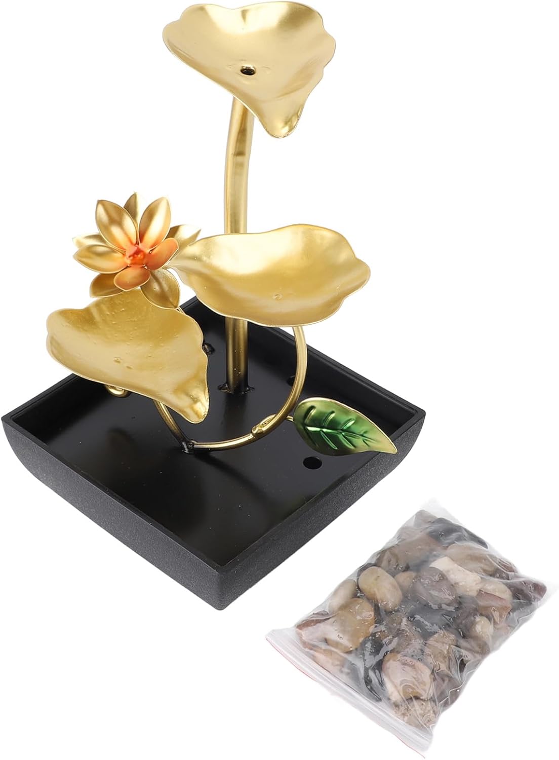 Zerodis Tabletop Waterfall Fountain with LED Light and Adjustable Flow