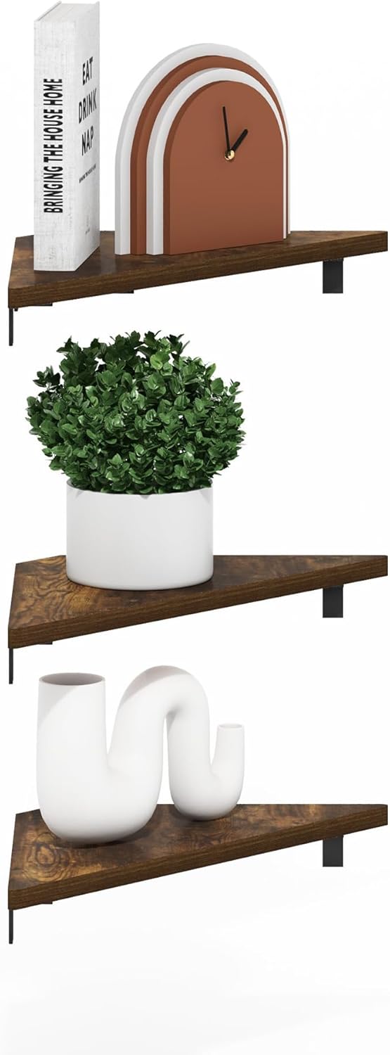 Furinno Rossi Triangle Corner Floating Shelves Set of 3