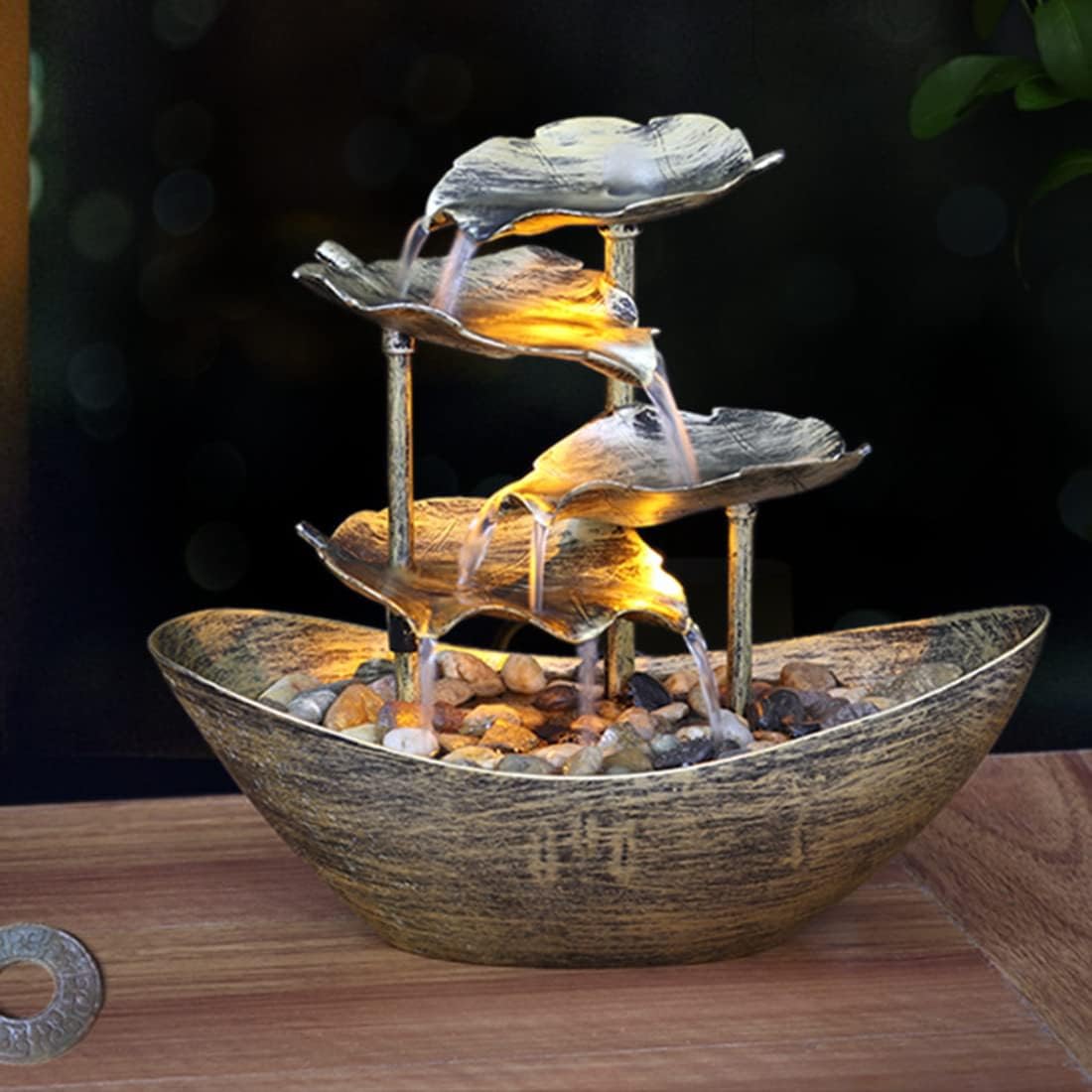 KVSERT Relaxation Indoor Waterfall Fountain with LED Lights