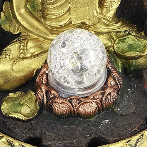 Tabletop Fountain with LED Light and Zen Buddha Statue
