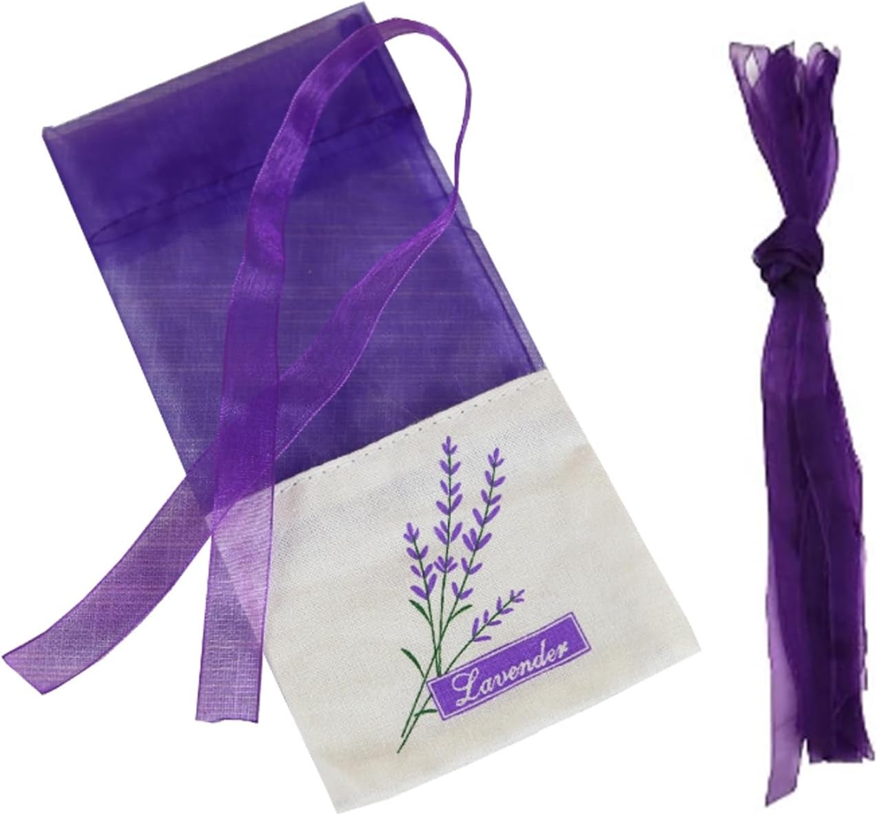 Lavender Sachet Bags - 12 Pack Refillable Organza Drawstring Pouches