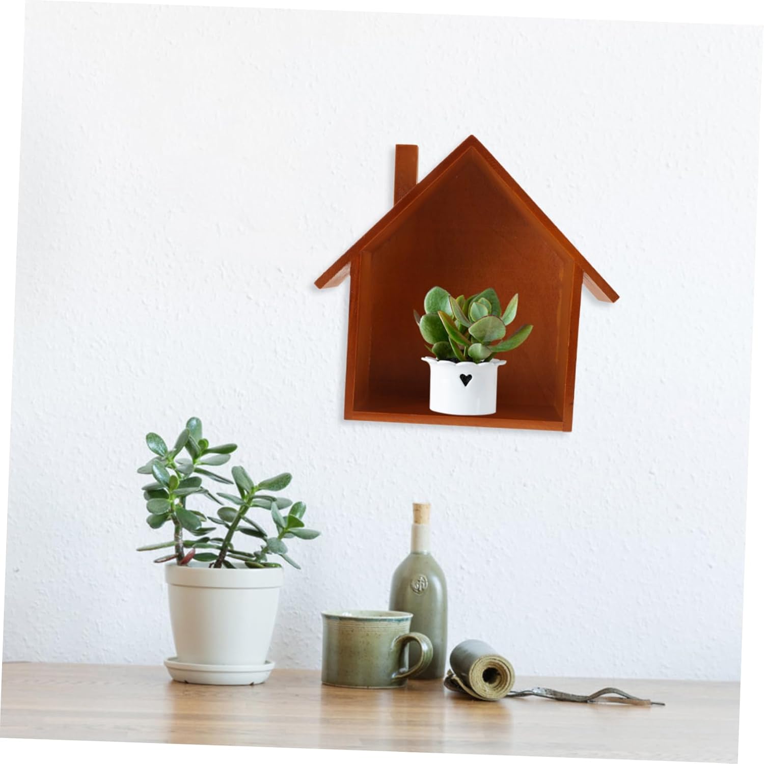 Wooden Floating Wall Shelf Decorative Storage Corner Mount