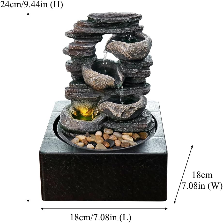 Natural Rock Tabletop Waterfall Fountain for Home Office Decor