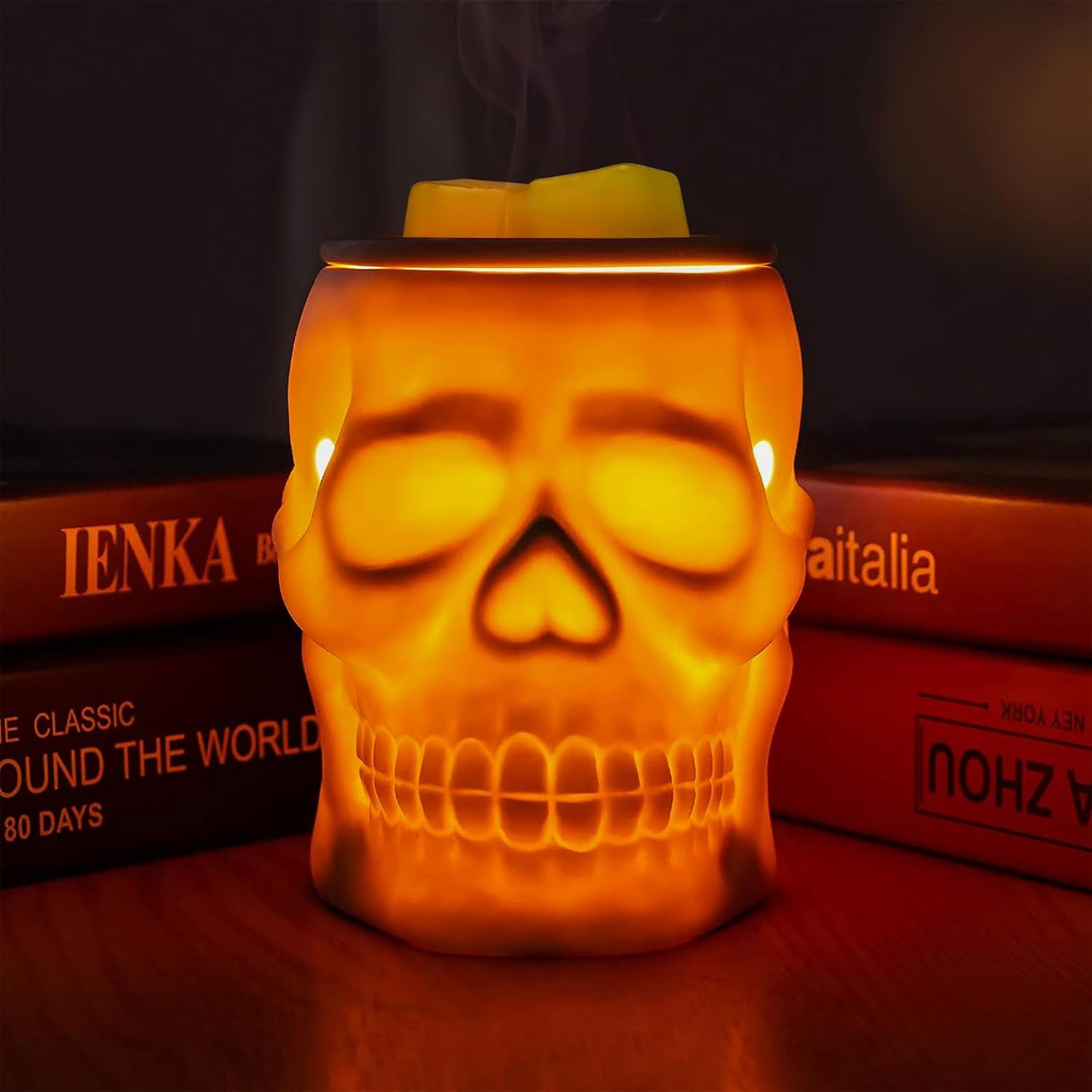 STAR MOON Halloween Wax Melt Warmer Ceramic Skull Decor