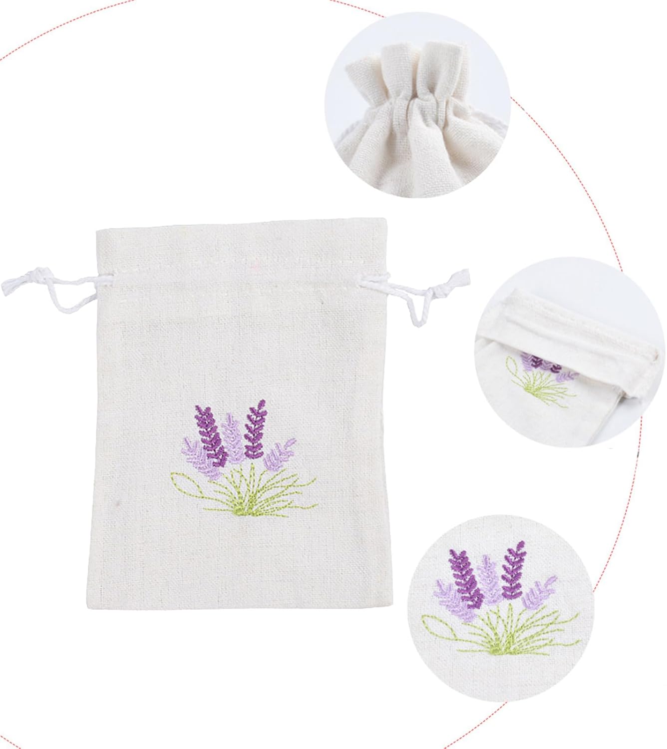 Set of 10 Cotton Linen Lavender Scented Bags for Jewelry Storage