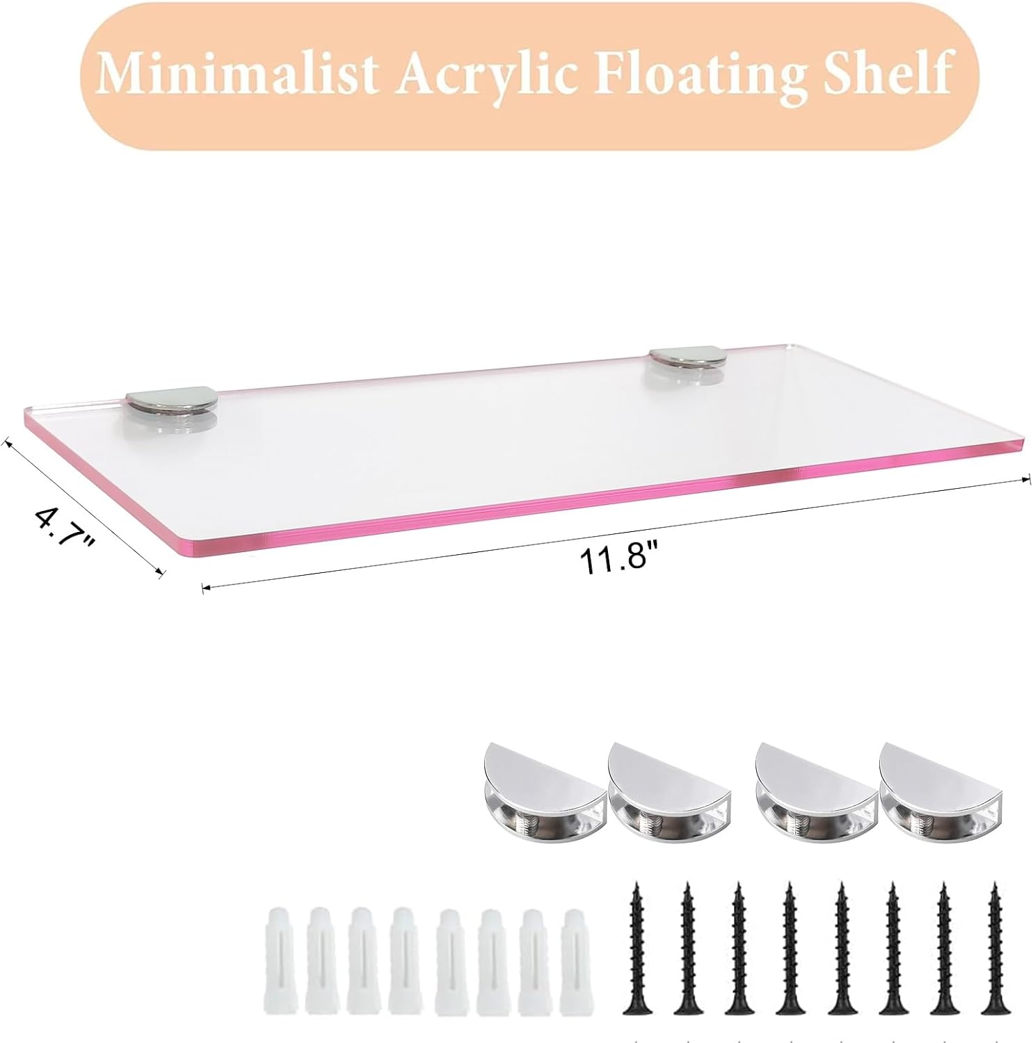 Small Floating Shelves 12x4 Inch Pink 2 Pcs