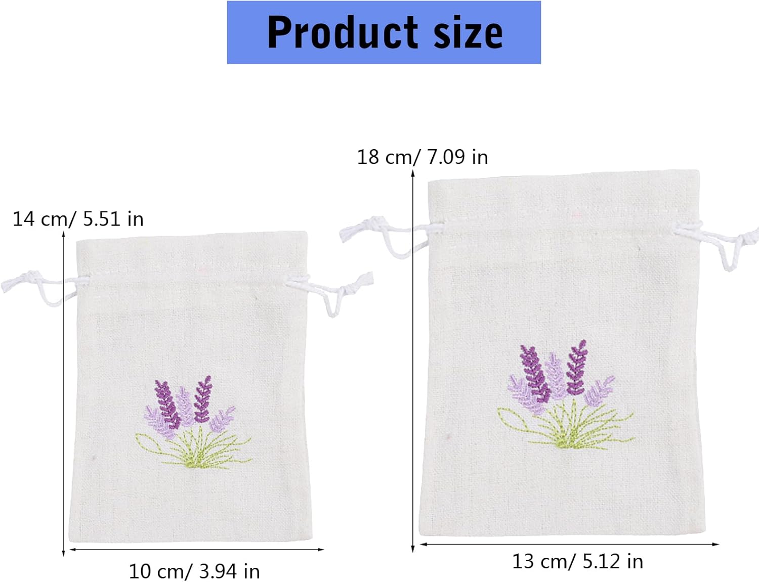 Set of 10 Cotton Linen Lavender Scented Bags for Jewelry Storage