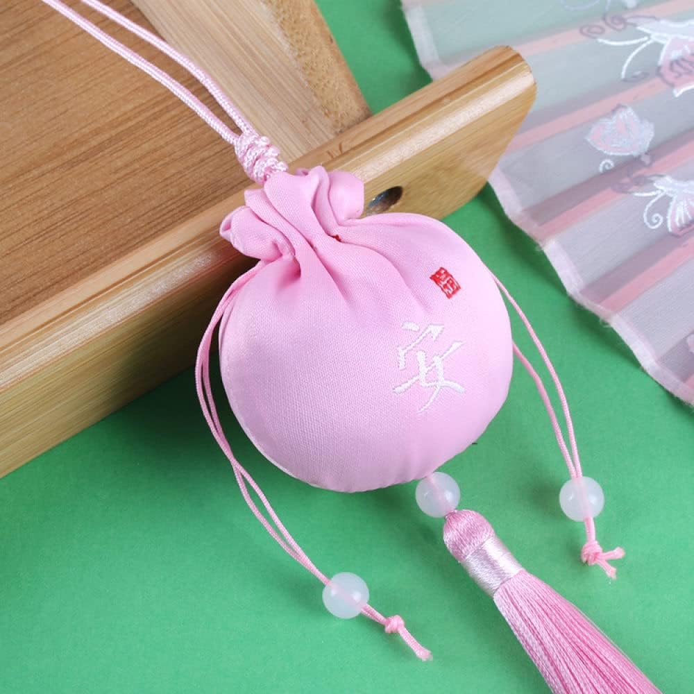 4 Pcs Small Brocade Drawstring Scent Bags with Tassel - Pink
