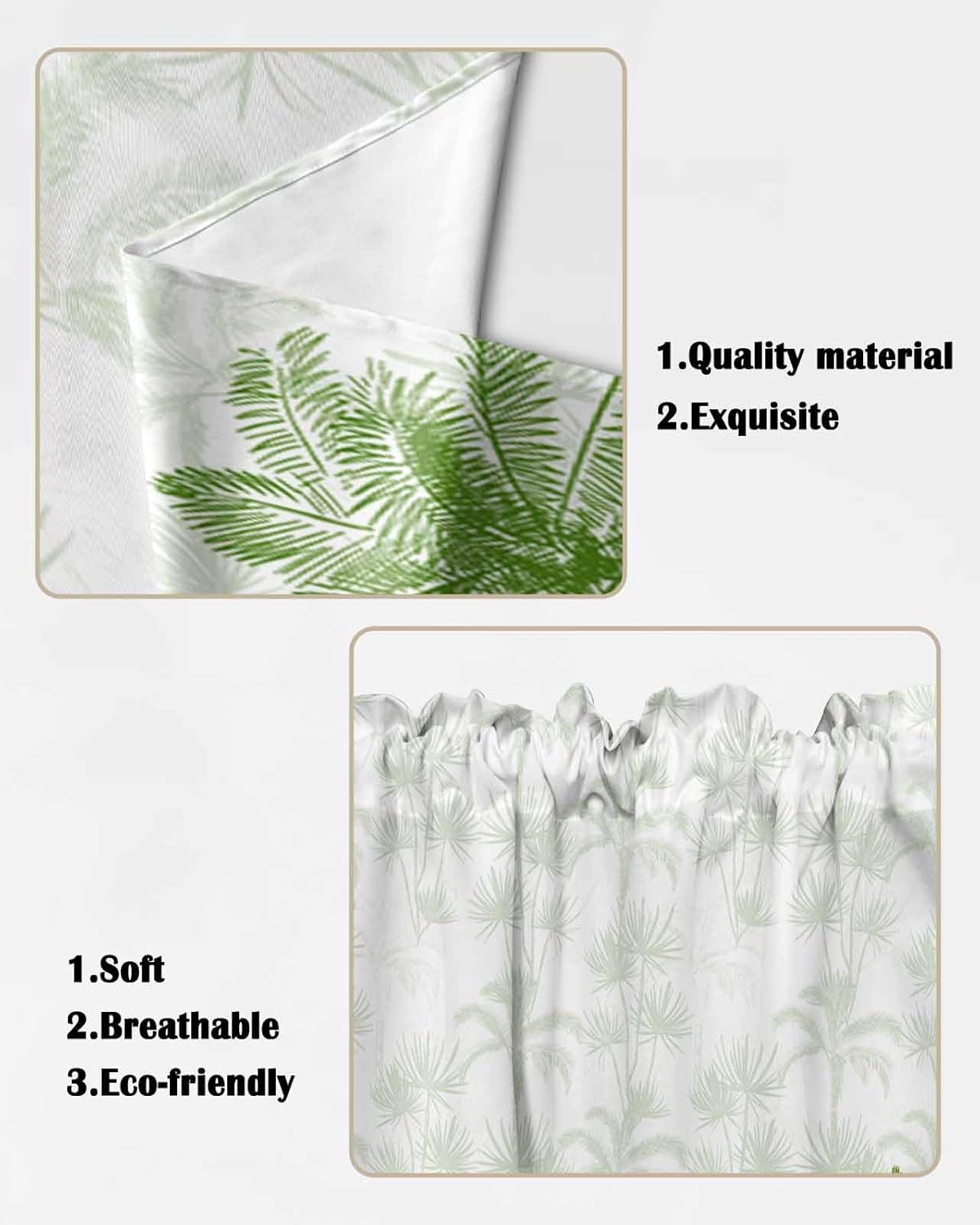 Green Palm Trees Swag Valances for Windows 36 Inch Set
