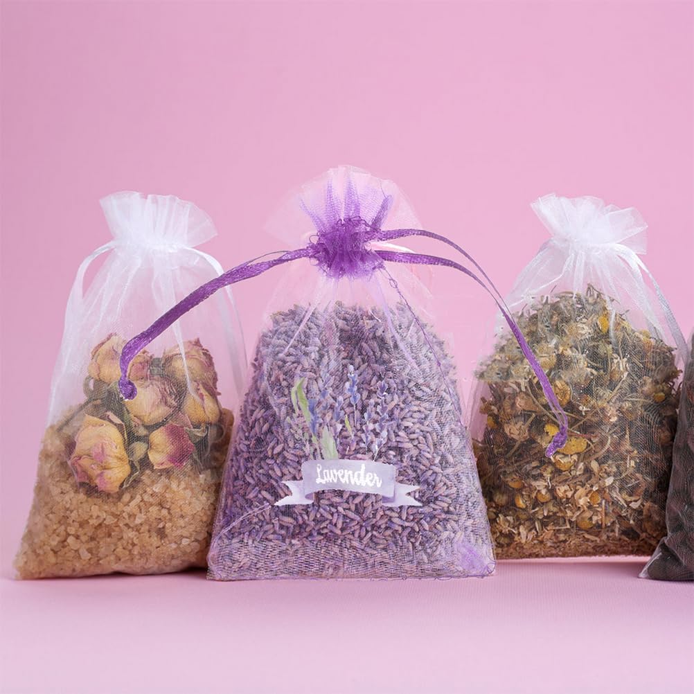 LOGOFUN 50PCS Lavender Sachet Bags - Dark Purple