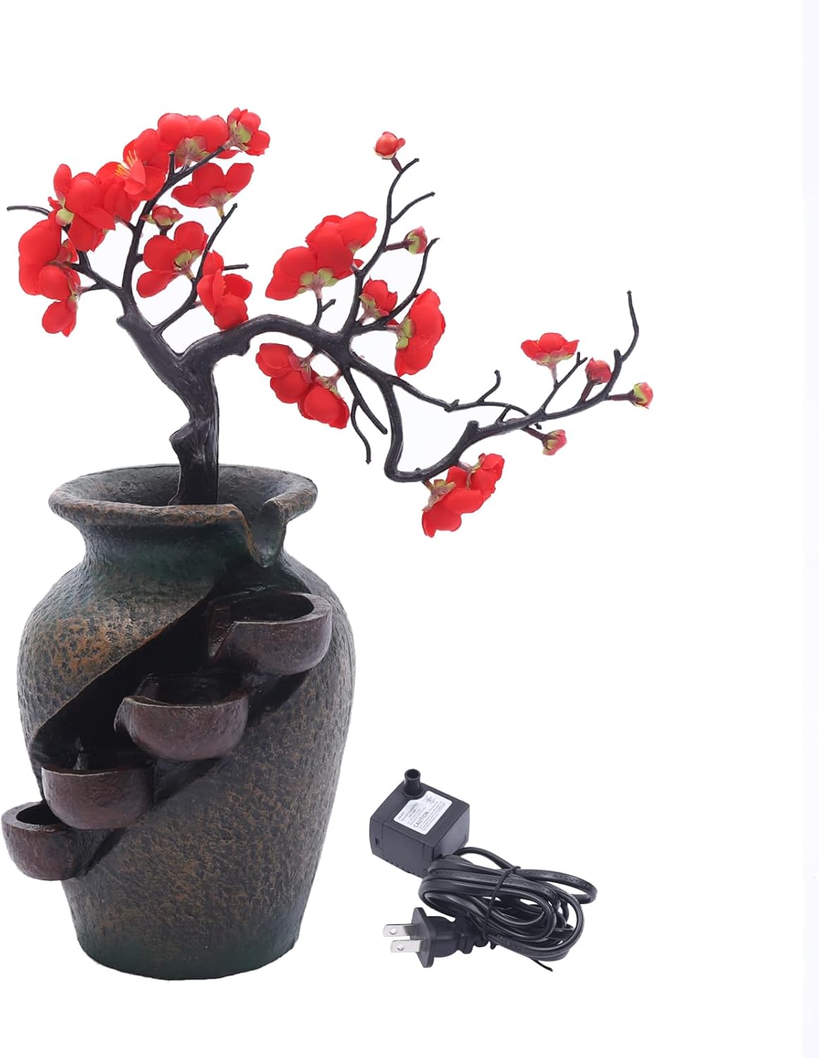 Decorative Indoor Tabletop Fountain with Simulation Tree Flowers