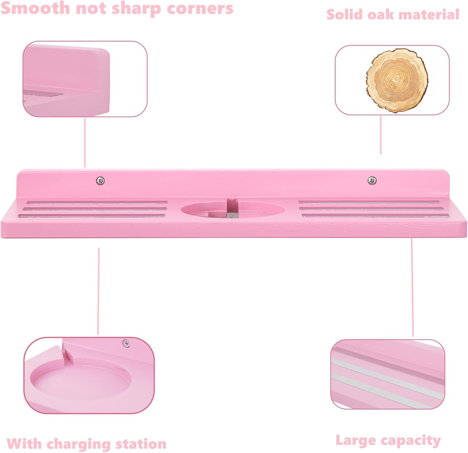 Tonies Figures Shelf Magnetic Oak Wood Pink