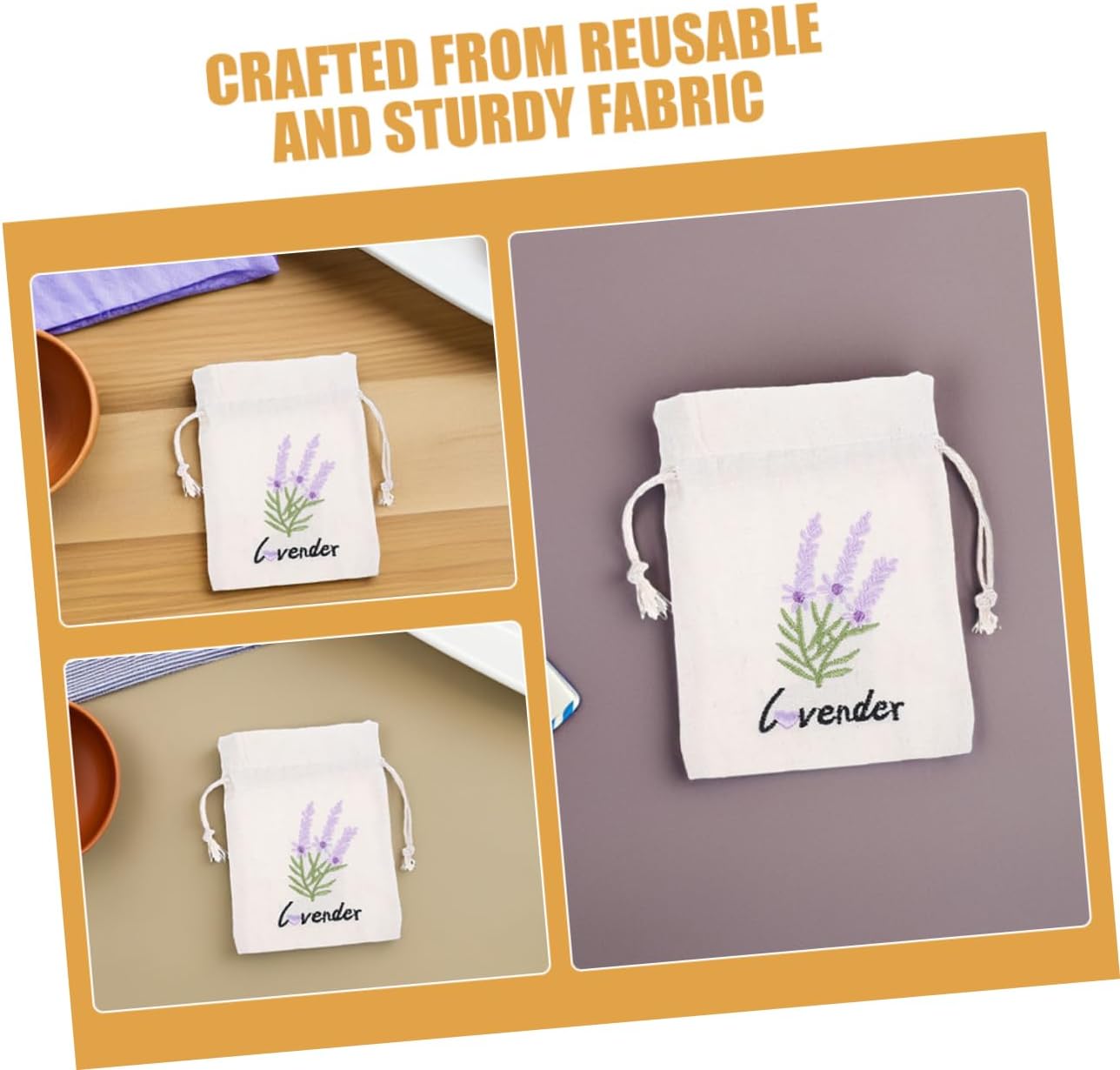 5pcs Lavender Sachet Bags with Drawstring for Home and Car Use