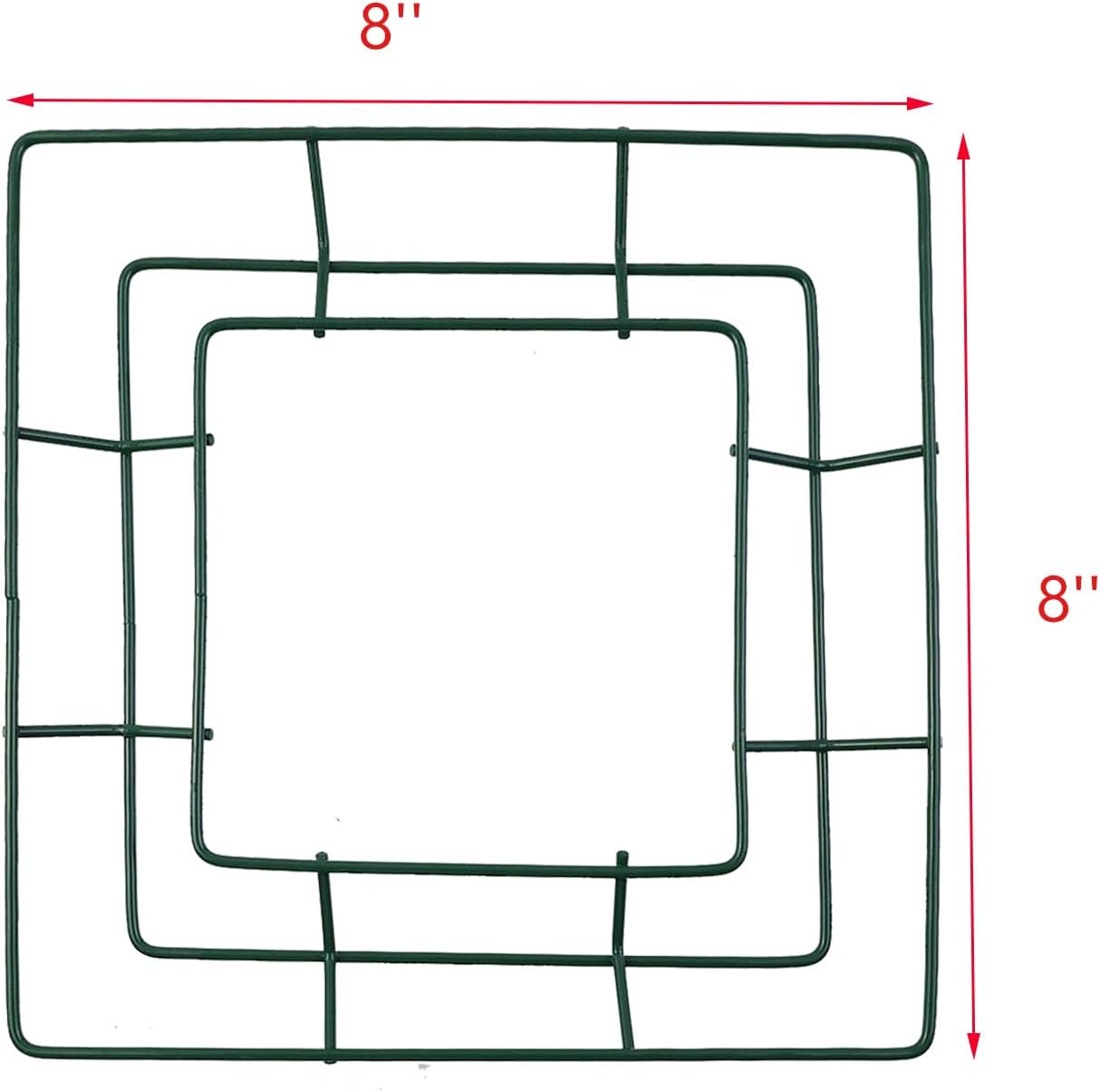 4pcs Square Metal Wire Wreath Frame Hanger Green