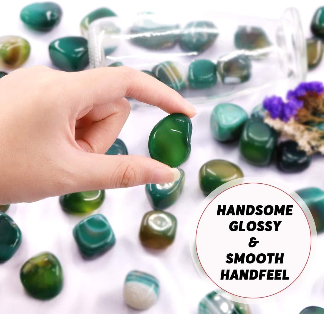 Hilitchi Green Agate Tumbled Stones 1lb Bag