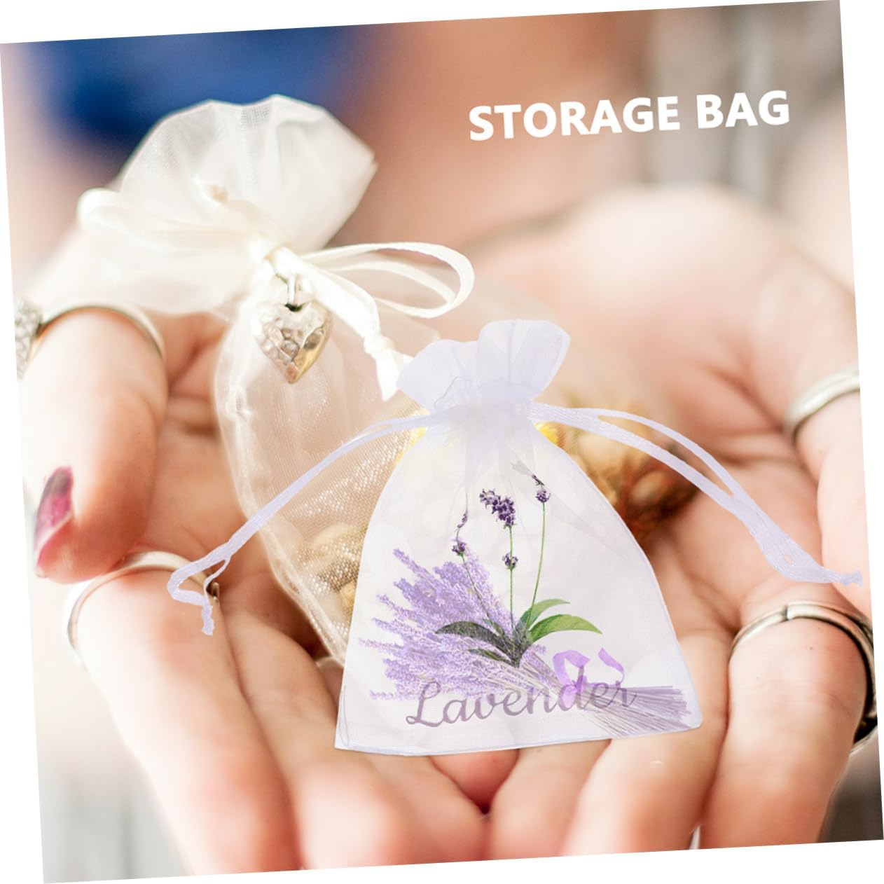 Wakauto 50pcs Lavender Sachet Bags Drawstring Mesh Pouches for Dried Flowers Spices