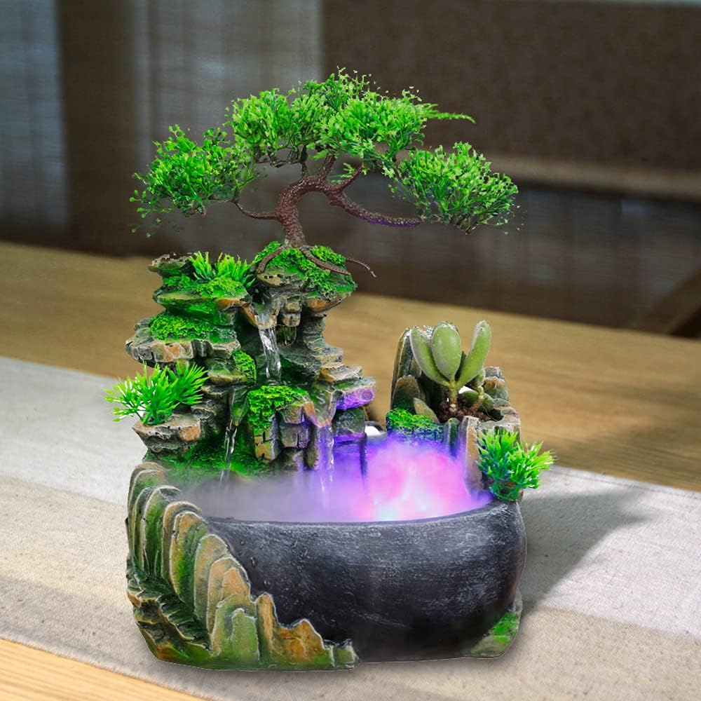 Wupyi Tabletop Fountain Indoor Waterfall Zen Meditation Decor