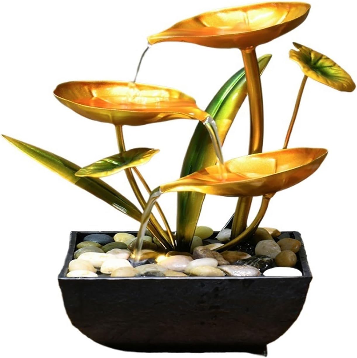 Fountain Tabletop Waterfall Moonlight Over Lotus Pond Decor