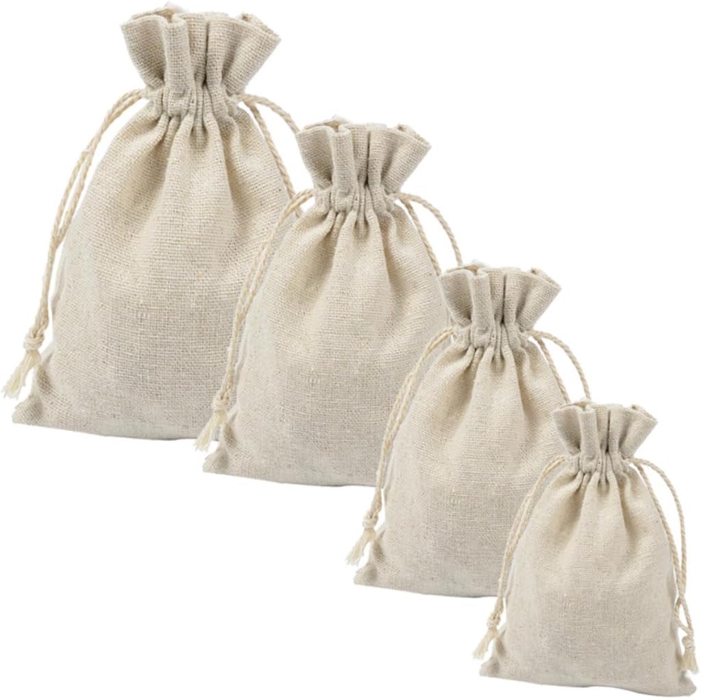 PartyKindom 4pcs Drawstring Pouch Bags for Herbs and Tea Travel