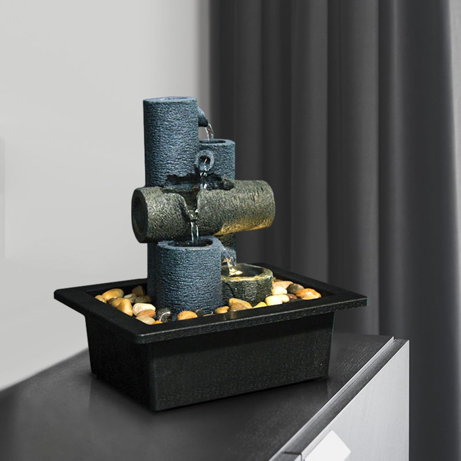 Tabletop Fountain with Waterfall and LED Lights
