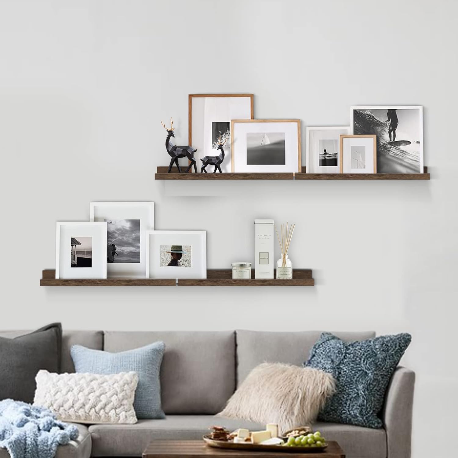 Forbena Rustic Picture Ledge Shelf Set of 4 Dark Brown