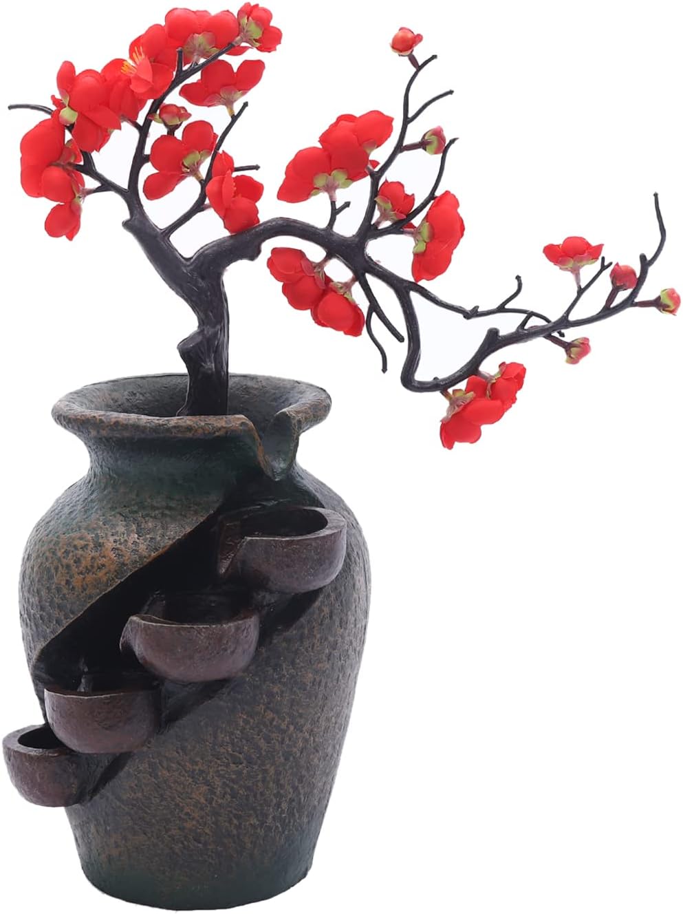 Decorative Indoor Tabletop Fountain with Simulation Tree Flowers