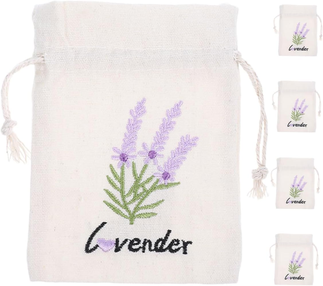 5pcs Lavender Sachet Bags with Drawstring for Home and Car Use