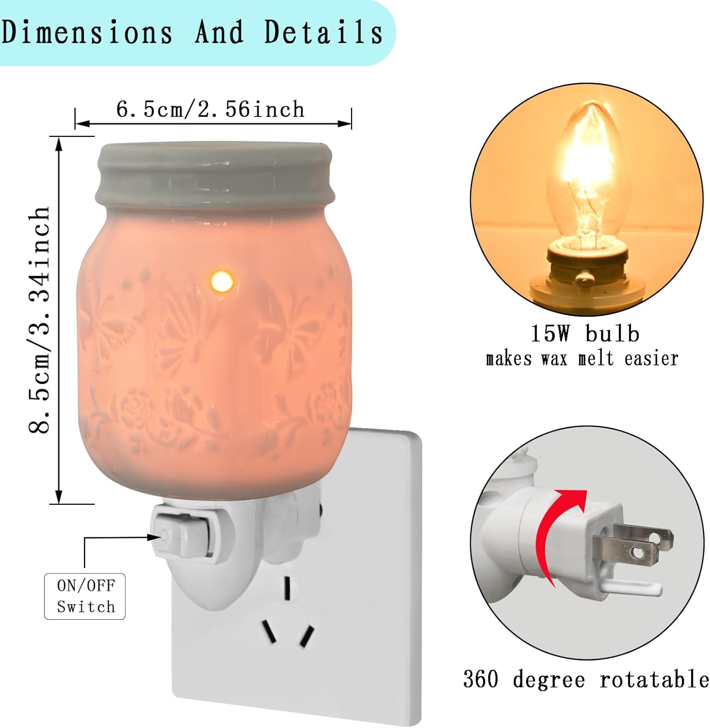 Butterfly Motif Plug In Wax Warmer for Fragrance