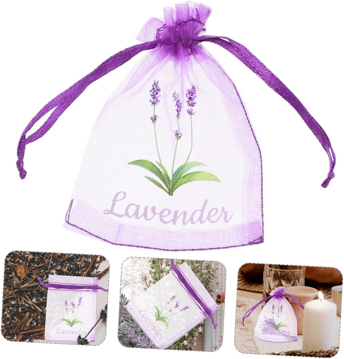 50pcs Lavender Tea Bags Storage Drawstring Pouches for Spices