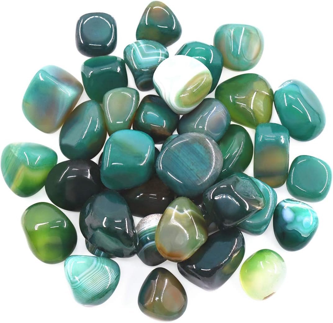 Hilitchi Green Agate Tumbled Stones 1lb Bag