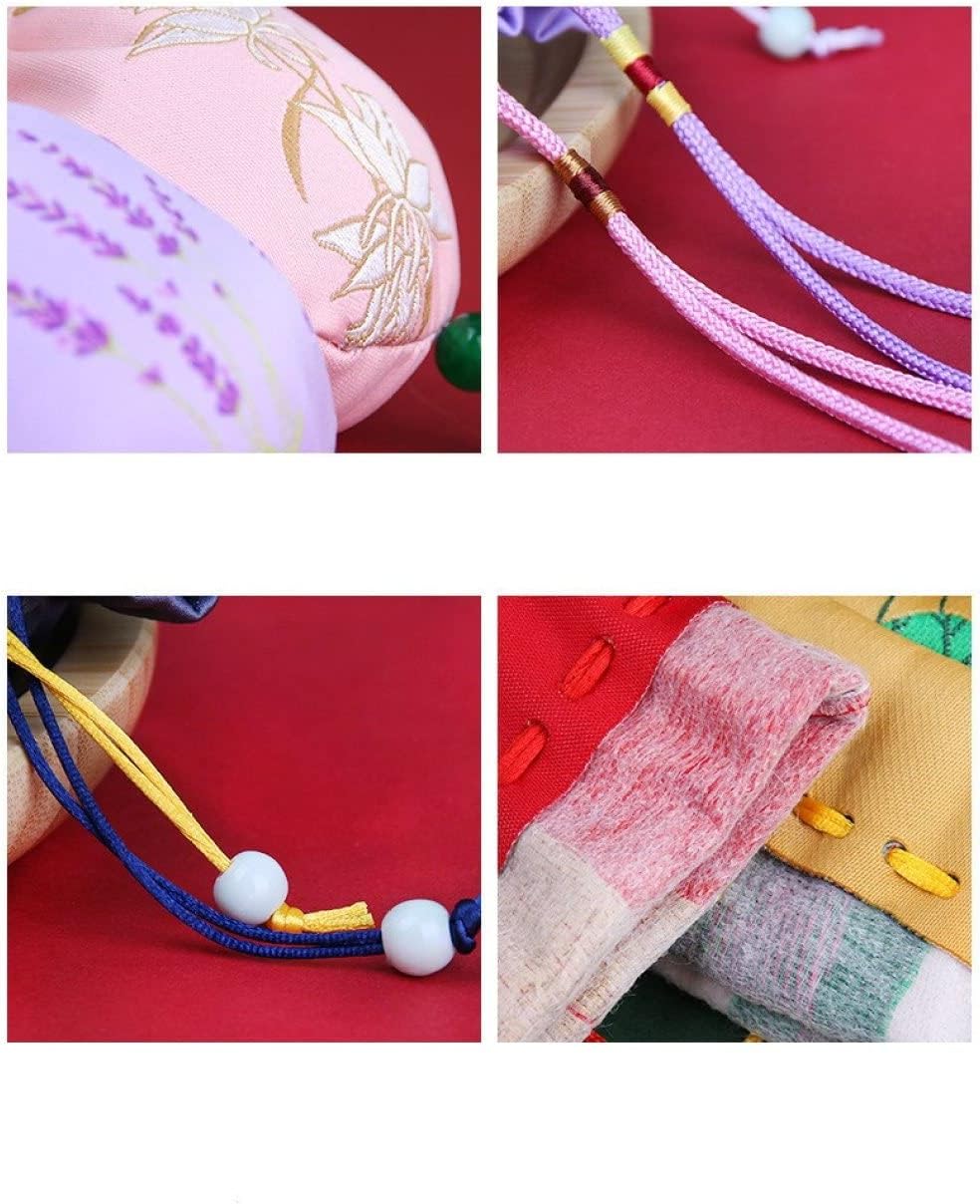 4 Pcs Chinese Tradition Small Sachet Bags with Drawstring and Tassel Pink