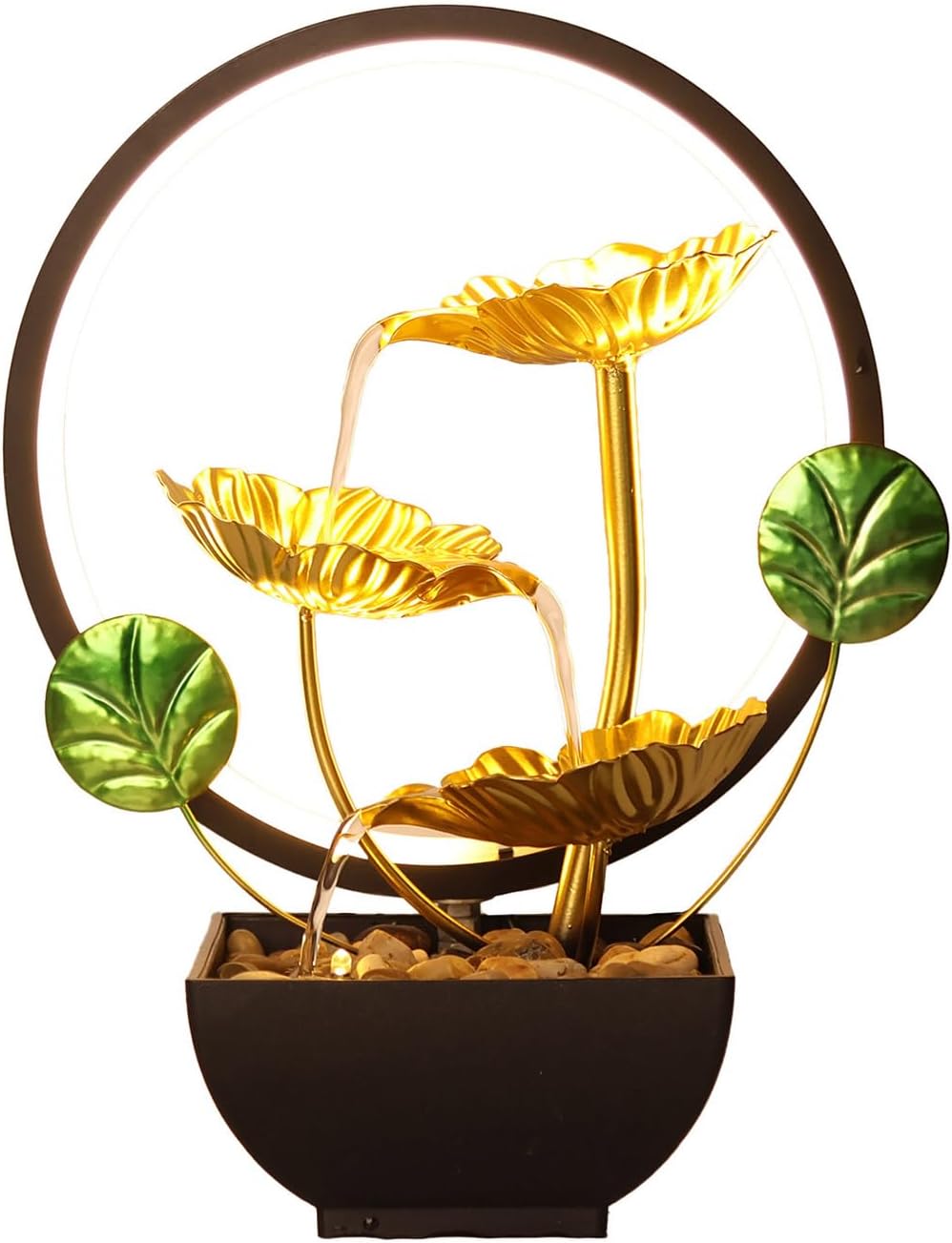 Elegant 3 Tiered Indoor Fountain with LED Light and Stones