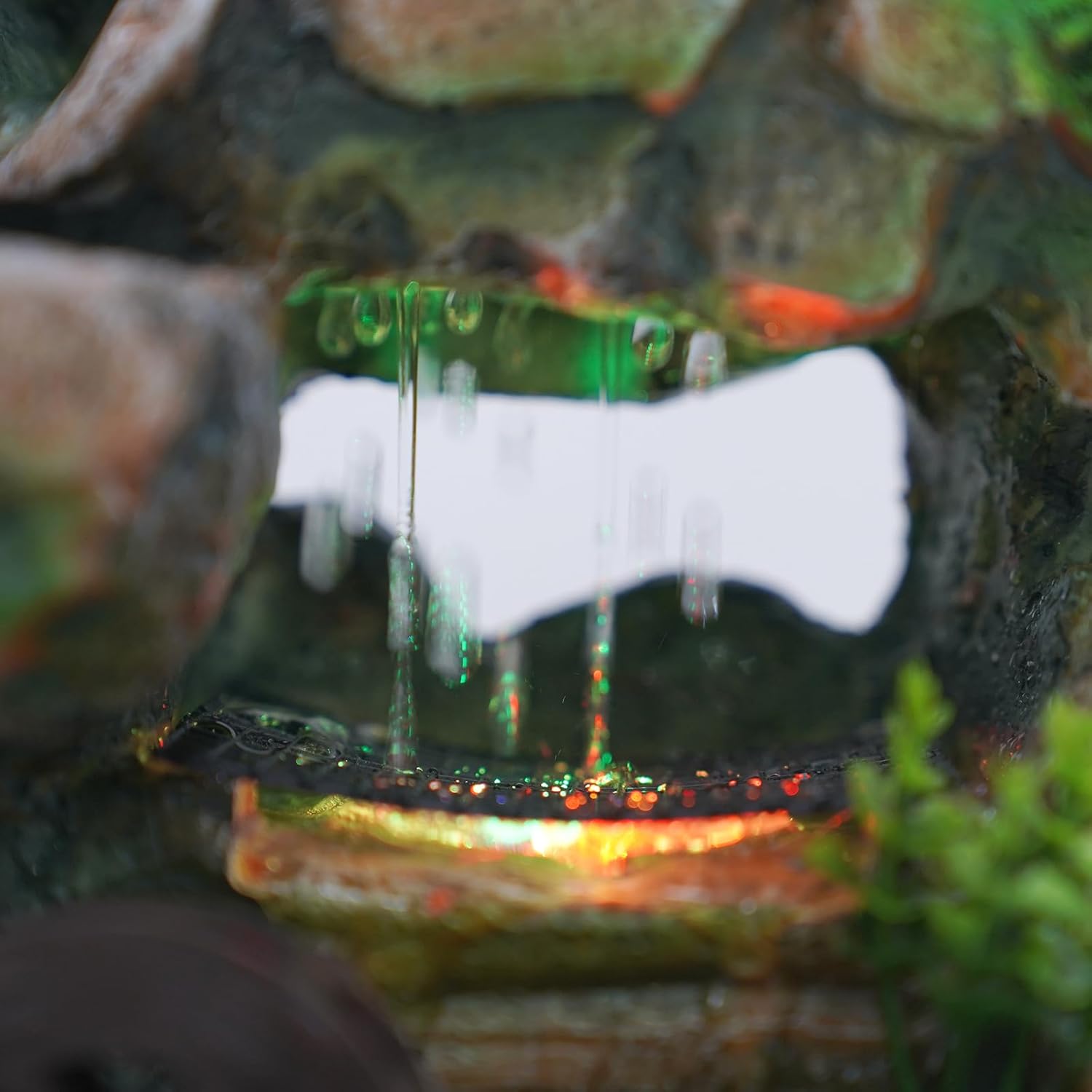 LEYSRIS Desktop Fountain with LED Light and Wheels