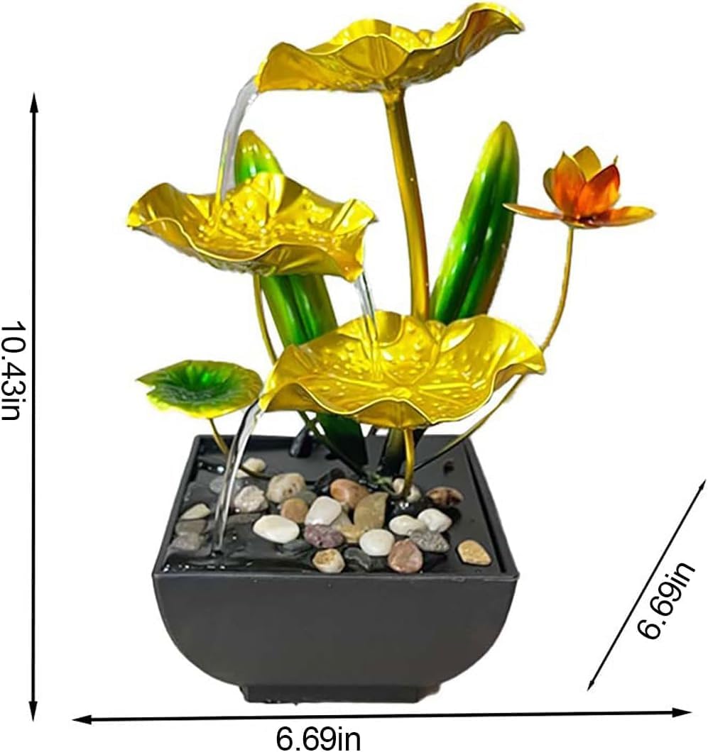 Mini Lotus Waterfall USB Tabletop Fountain with Rocks