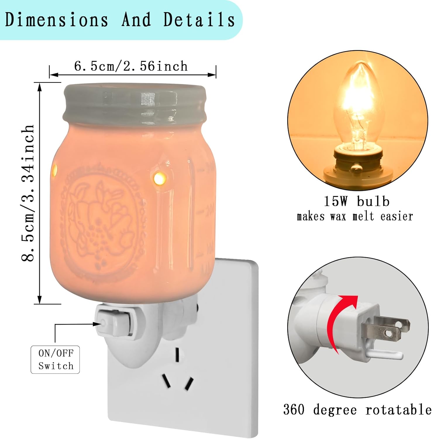 Ceramic Plug In Wax Warmer with Grape Pattern
