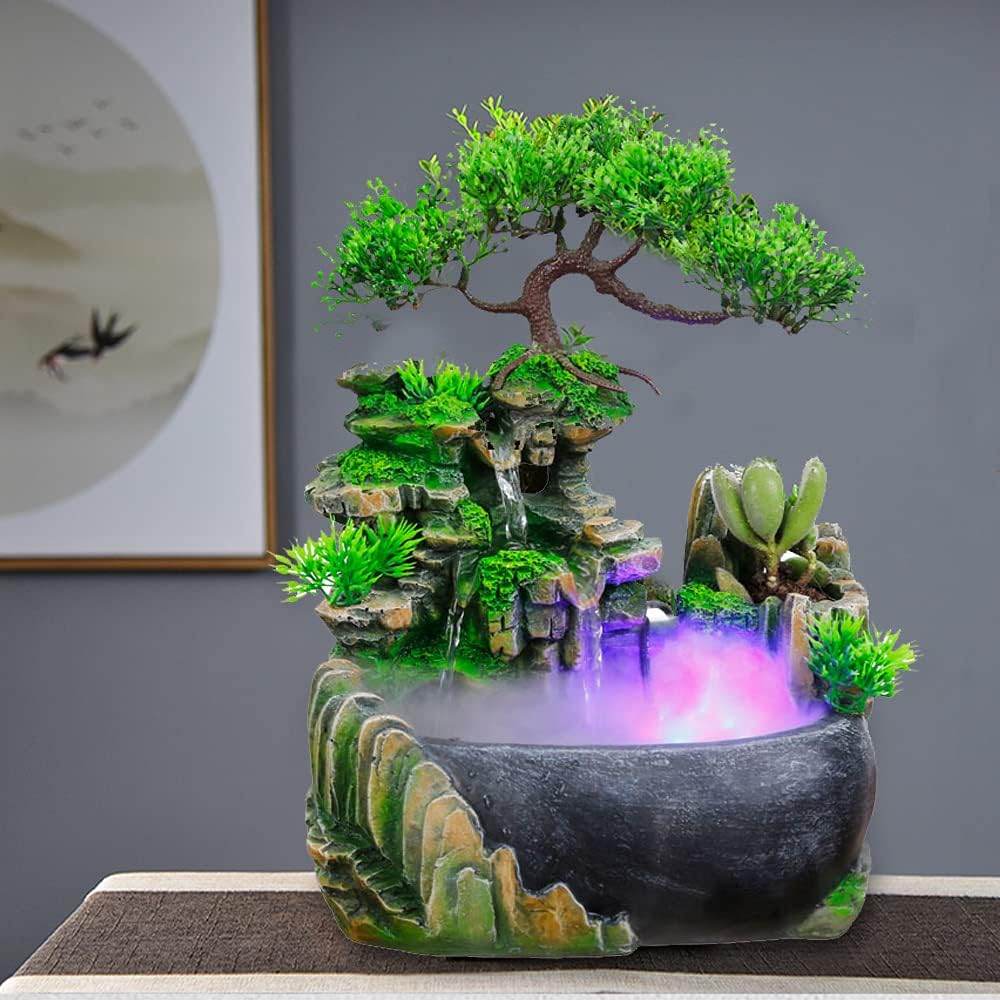 Wupyi Tabletop Fountain Indoor Waterfall Zen Meditation Decor
