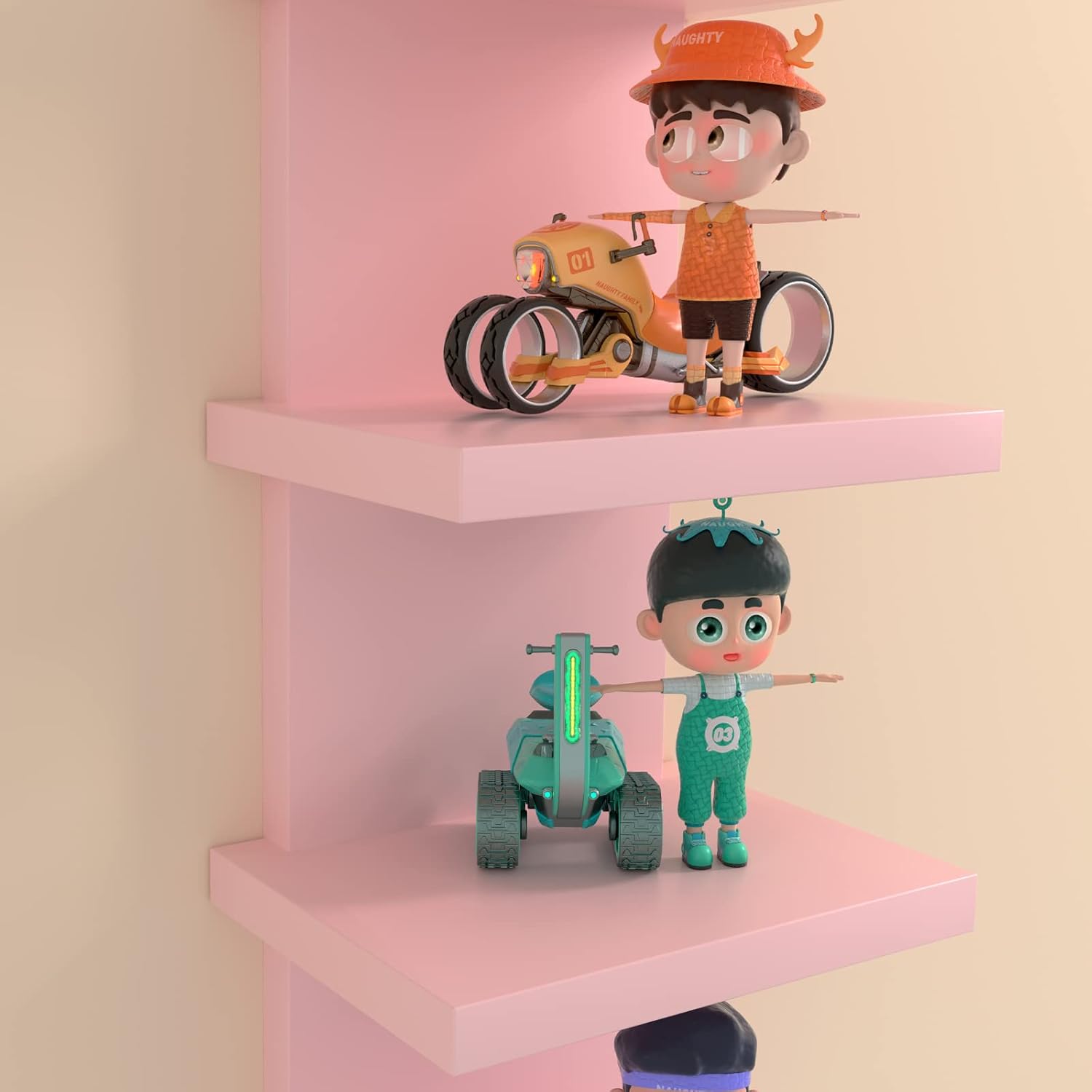 5 Tier Floating Wall Shelves Pink Vertical Storage