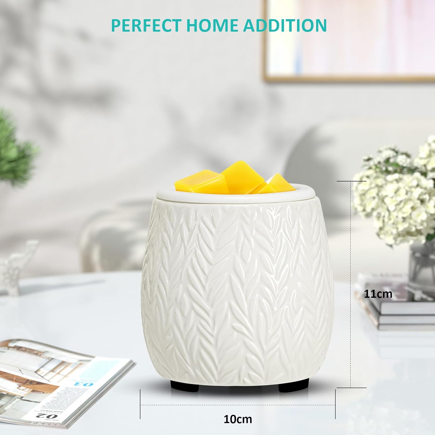 Dialans Wax Melt Warmer Ceramic Burner with Silicone Dish