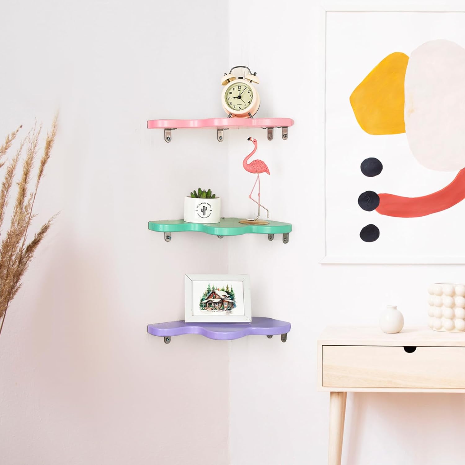 Cute Wavy Corner Wall Shelves Set of 3