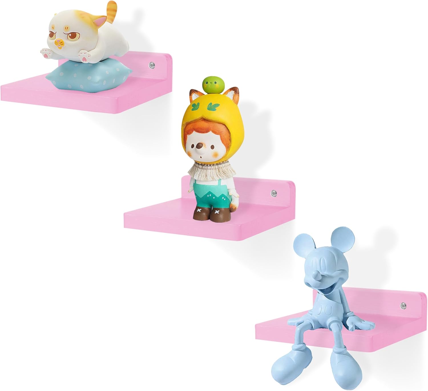 NIUBEST 3 Pack 5 Inch Floating Shelves Pink