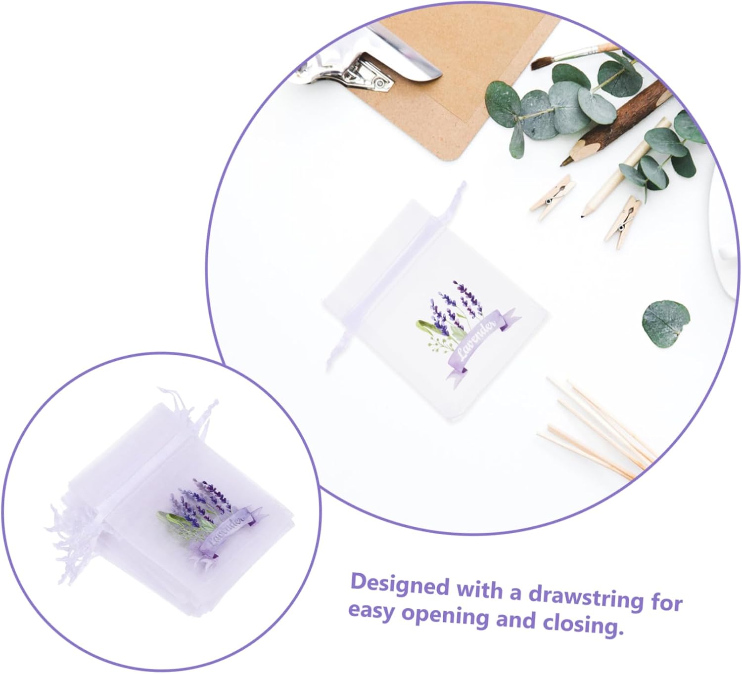 Ciieeo 20pcs Empty Drawstring Sachet Pouches for Lavender