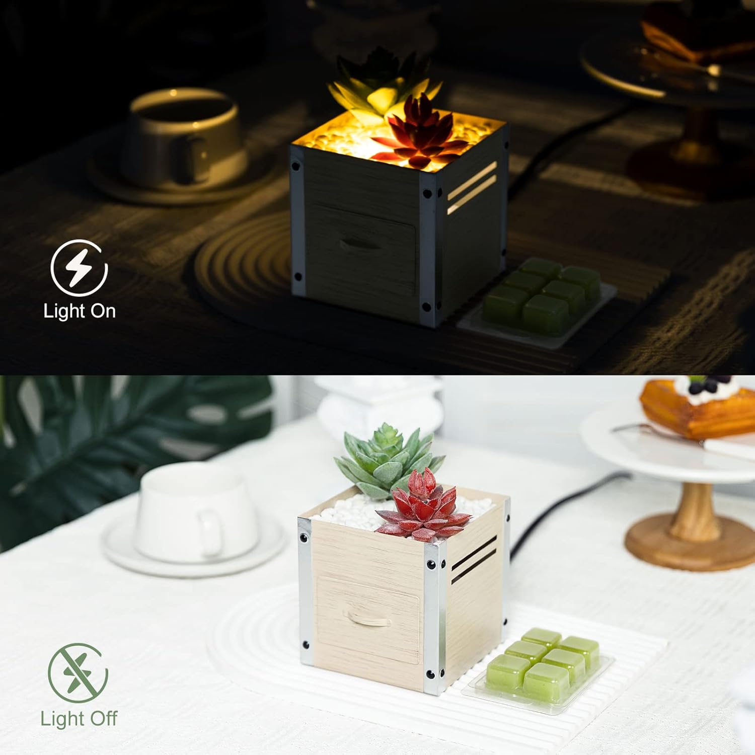 GXD Artificial Succulent Wax Warmer with LED Light