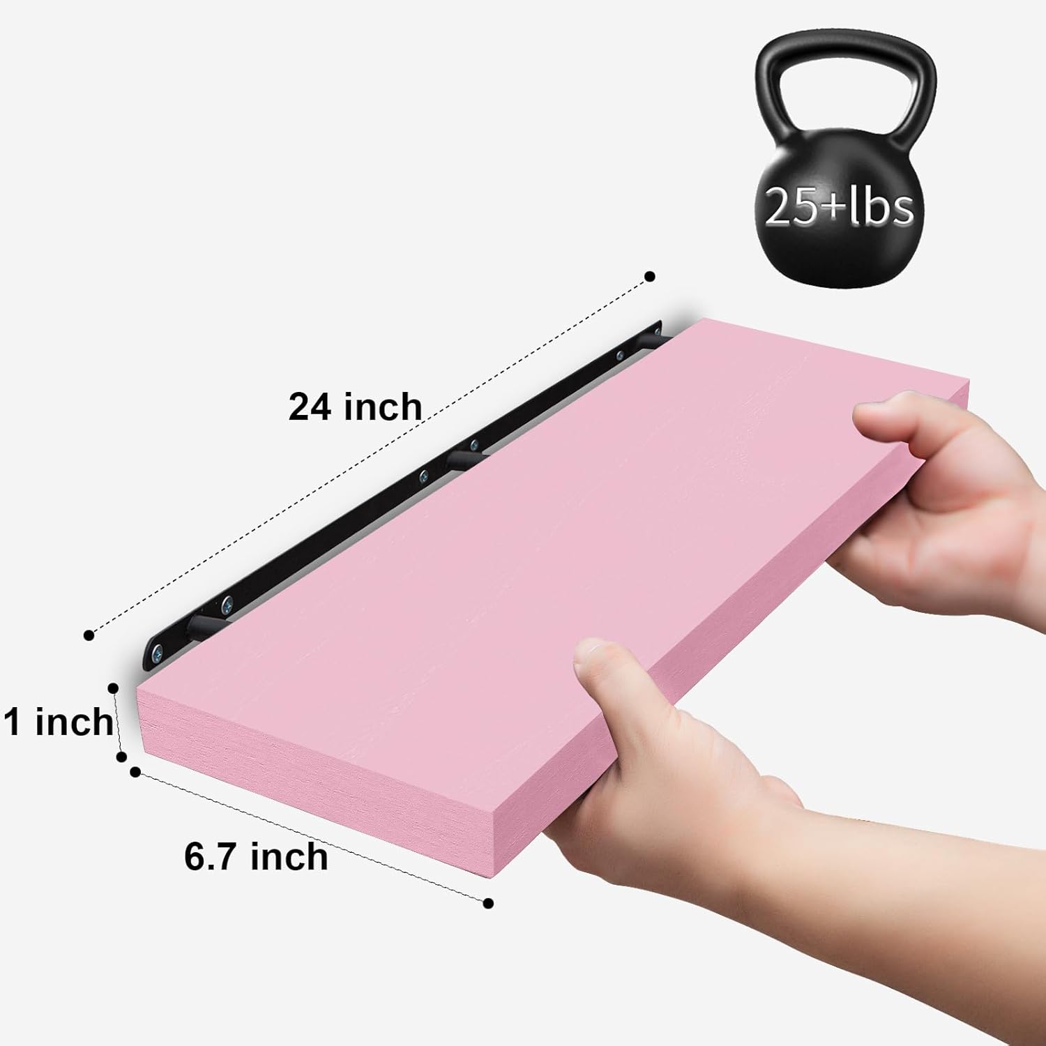 SAUMONIERES Pink Floating Shelves Set of 3 24 Inch