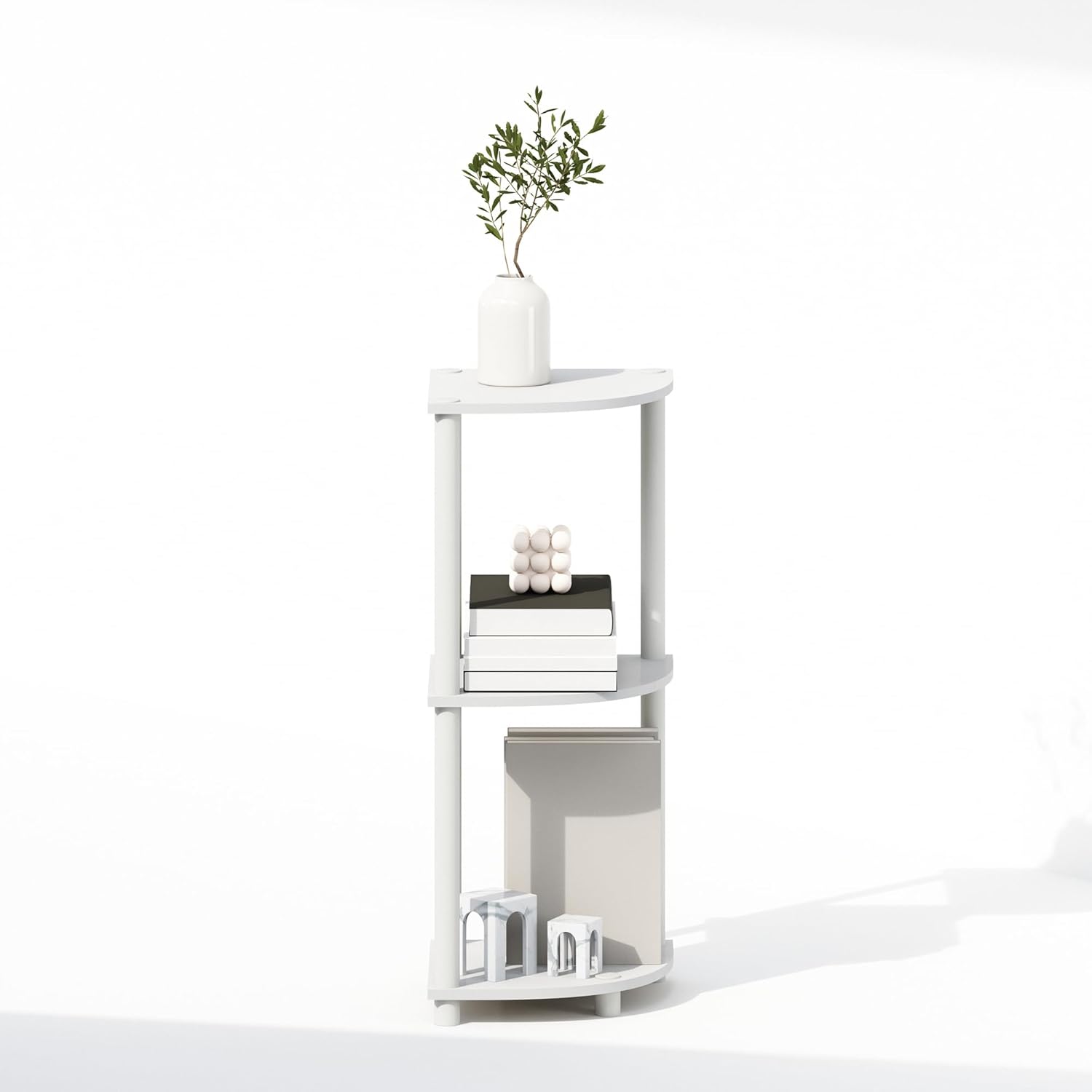 Furinno Turn-N-Tube 3-Tier Corner Shelf White